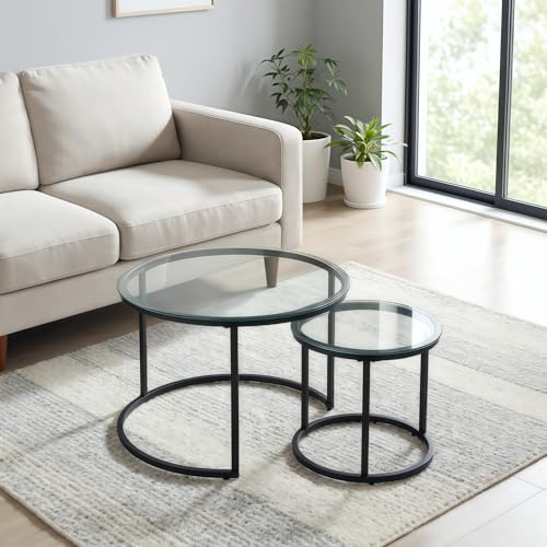 Nesting Coffee Tables Set of 2 Modern Glass