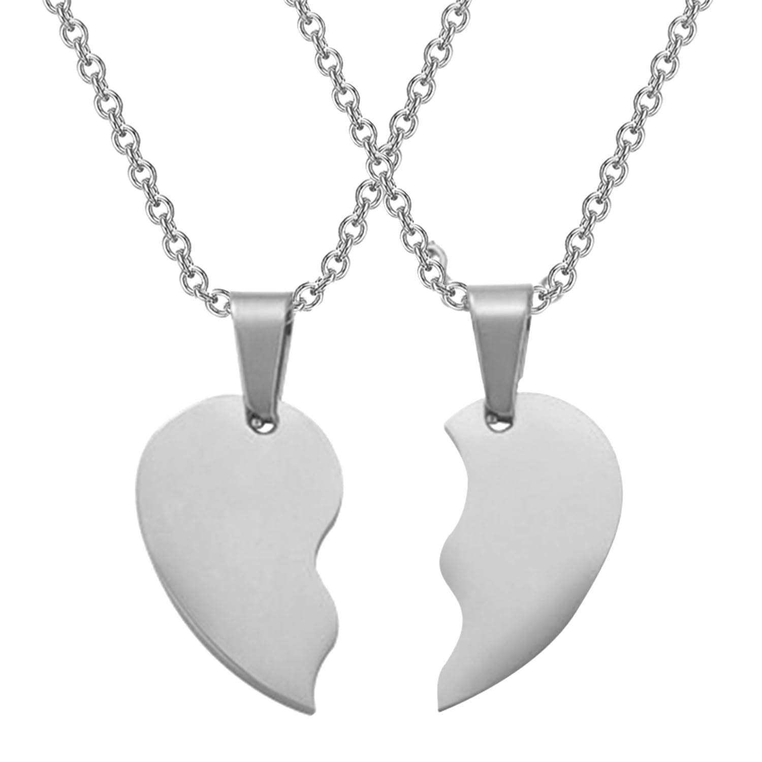 Peora Silver Plated Heart Shape Couple Pendant Chain Necklace Contemporary Style Jewellery for Men & Women (B0CW9QF9BJ) Amazon Price History, Amazon Price Tracker