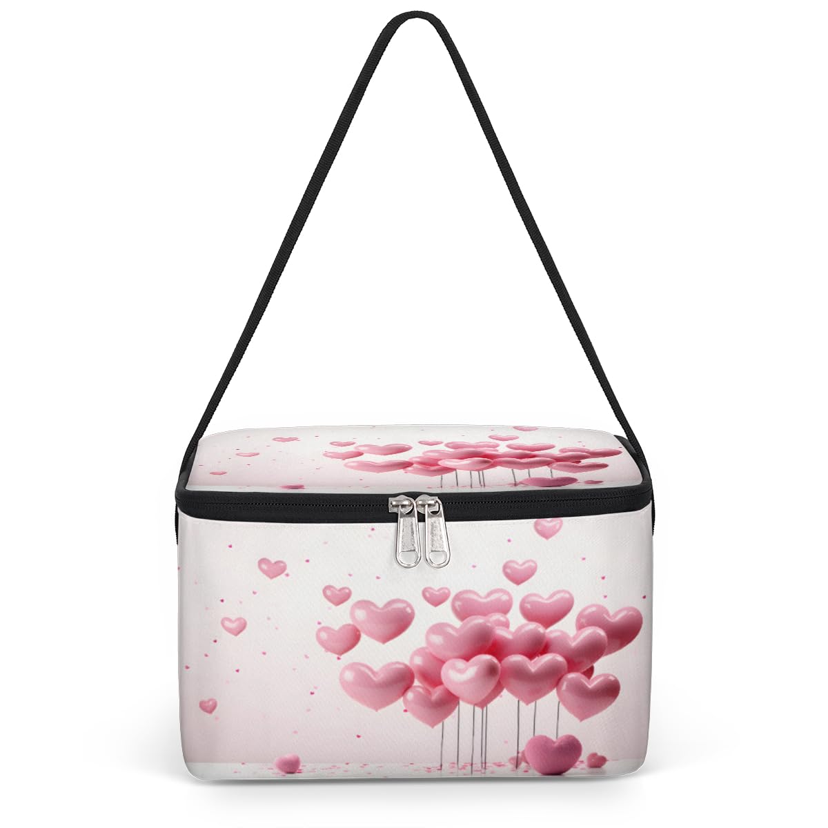 GzLeyigou Pinks Love Balloon Decor Lunch Bags for Women Men 9 Cans, Hot & Cold Food Delivery Bag Insulated Grocery Bag Insulated Lunch Box Cooler Bag for Office Work Picnic Beach