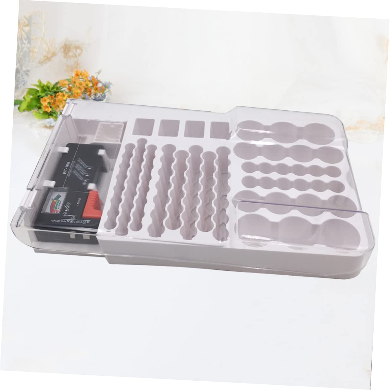 OSALADI 1pezzi Tester Per Batterie Custodia Di Immagazzinaggio Supporto Portatile Per Celle Di Batteria Organizzatore Di Immagazzinaggio Per Batterie Tester Incluso