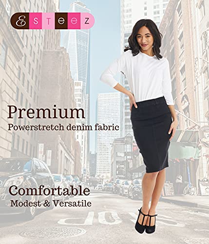 Esteez Womens Jean Skirt For Women - Midi Denim Skirt For Women - Long Jean Skirts For Women Denim - Black Denim Skirts For Women Midi Length - Brooklyn (Ex802149 Black 8) #TOP1