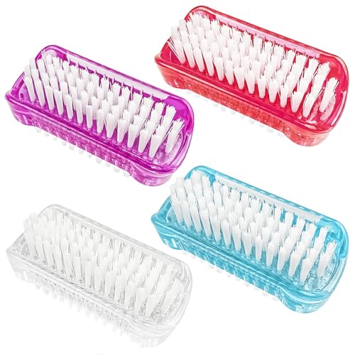 4 Unids Cepillo Uñas Manos Doble Cara - Pinceles Uñas con Cerdas Duras, Miniatura para Limpieza Profunda de Dedos, Pies, Calzado Manicura, Pelaje de Mascotas y Superficies Planas - Silttble