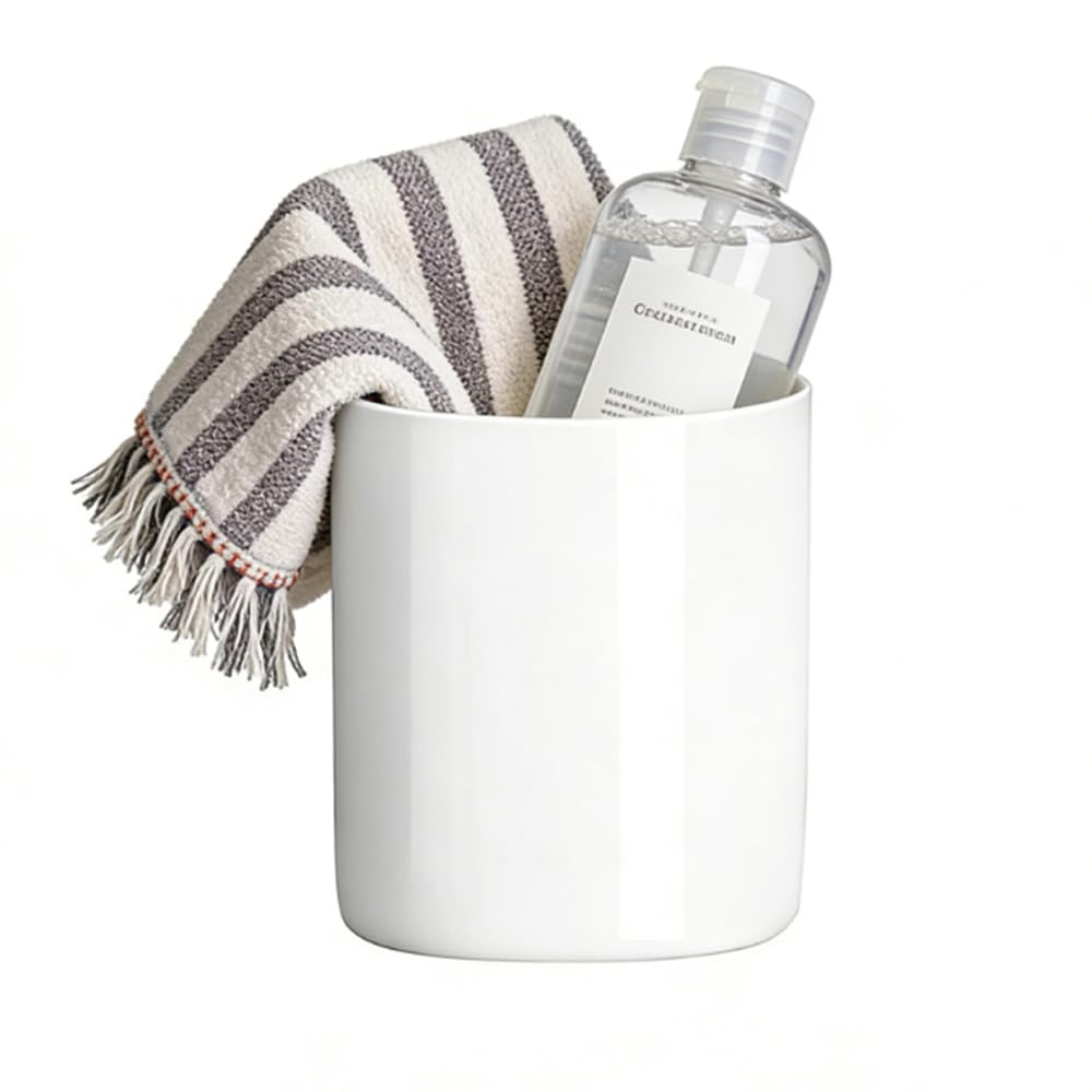 Louie Silna White Ceramic Toothbrush Holder, Bathroom Toothbrush And Toothpaste Organizer, Suitable For Electric Toothbrushes, Dental Floss, And Razors - （White）
