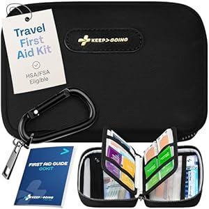 KeepGoing Travel First Aid Kit for Car, Home, Hiking, Camping and Outdoor Emergencies – First Aid Kit Travel Size TSA-Approved