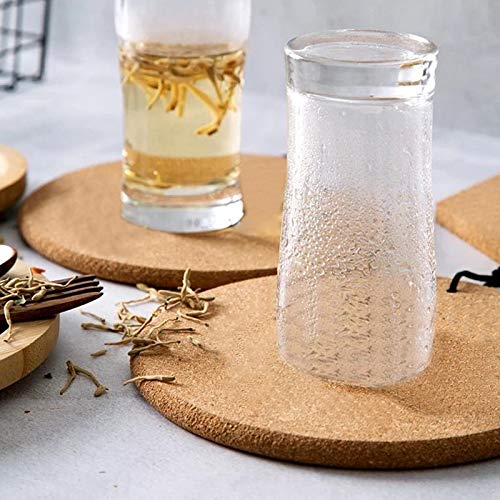 Crchom 6 Pack Cork Trivet Set 8" Diameter X 0.5" Thick Round Cork Hot Pads For Dishes, Pots, Pans And Plants #TOP1
