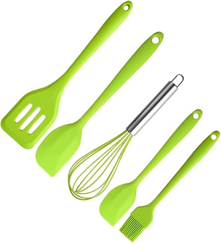 Juego de utensilios de cocina de silicona, resistentes al calor, antiadherentes, con espátula, espátula, raspadores para hornear y cocinar,