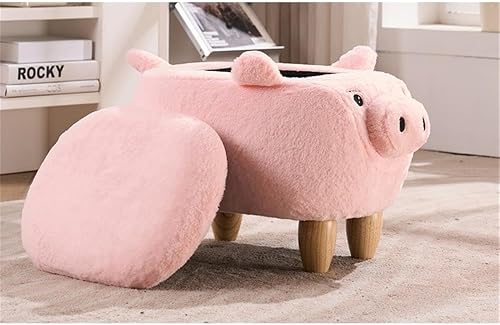 Miniatura 4 de Home 2 Office Taburete otomano de almacenamiento de cerdos para dormitorio, sala de juegos o decoración de guardería, otomana suave en forma de