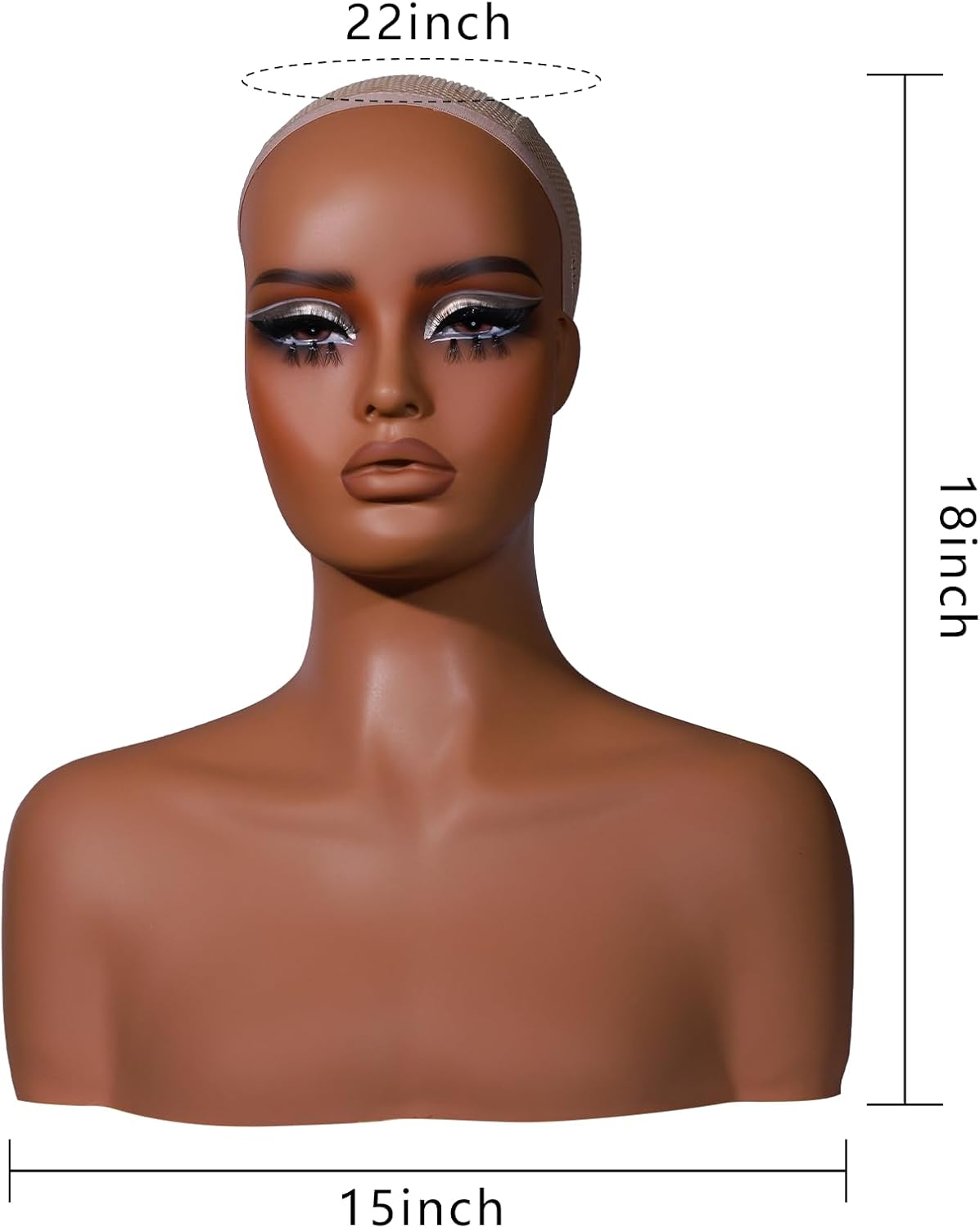 J&F CO. Realistic Europe and America Female Mannequin Head with Shoulder Display Manikin Heads Bust Wig Stand with Head for Wigs,Caps,Makeup,Beauty Accessories (DC 410 GM2)