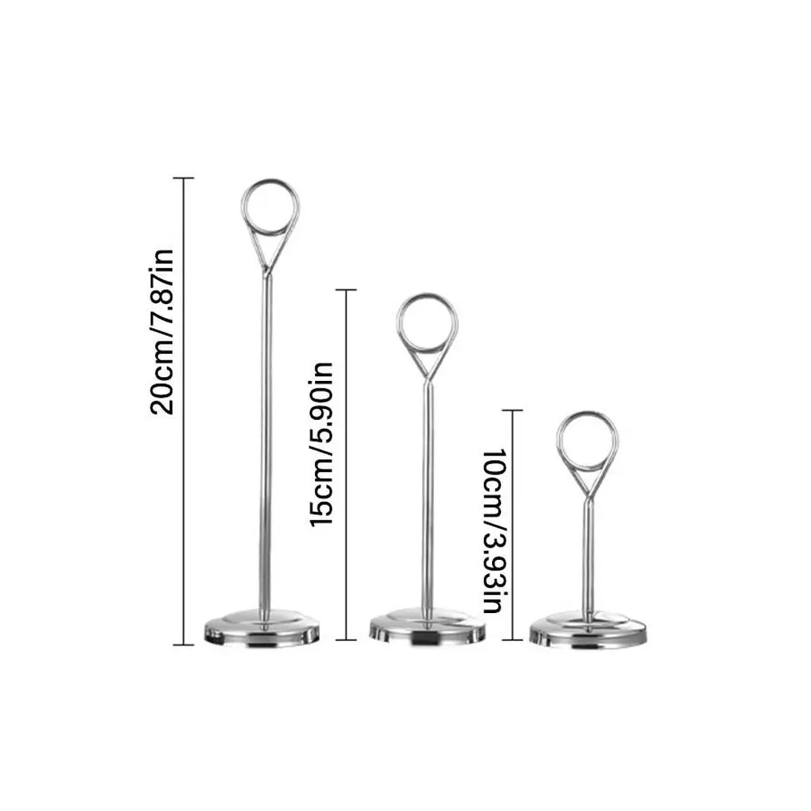 Tischnummernhalter, Runde Note Halter Edelstahl Foto Clip Clamp Hochzeit Party Desktop Dekoration(Silver,20CM)