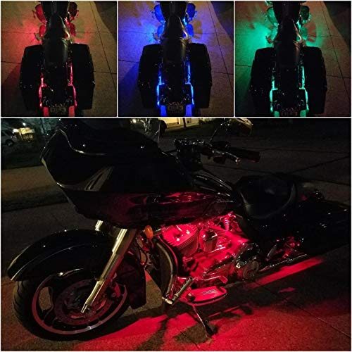 Ijdmtoy 8Pcs Rgb Multi-Color Led Motorcycle Ground Effect Underbody Accent Lighting Kit W/Remote #TOP3