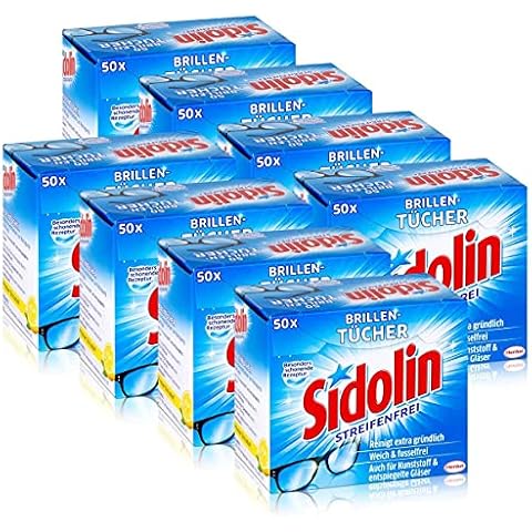 Sidolin Brillenputztücher, 50 Stück, feuchte Reinigungstücher für Brillen, Displays, Bildschirme (8er Pack (8x50Stück)) Cover