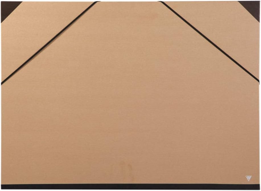 Clairefontaine - Ref 44400C - Kraft Art Folder - 50 x 70cm Size, Elastic Straps Closure, White Paper Lining, Acid Free - Suitable for Transporting Artwork - Brown