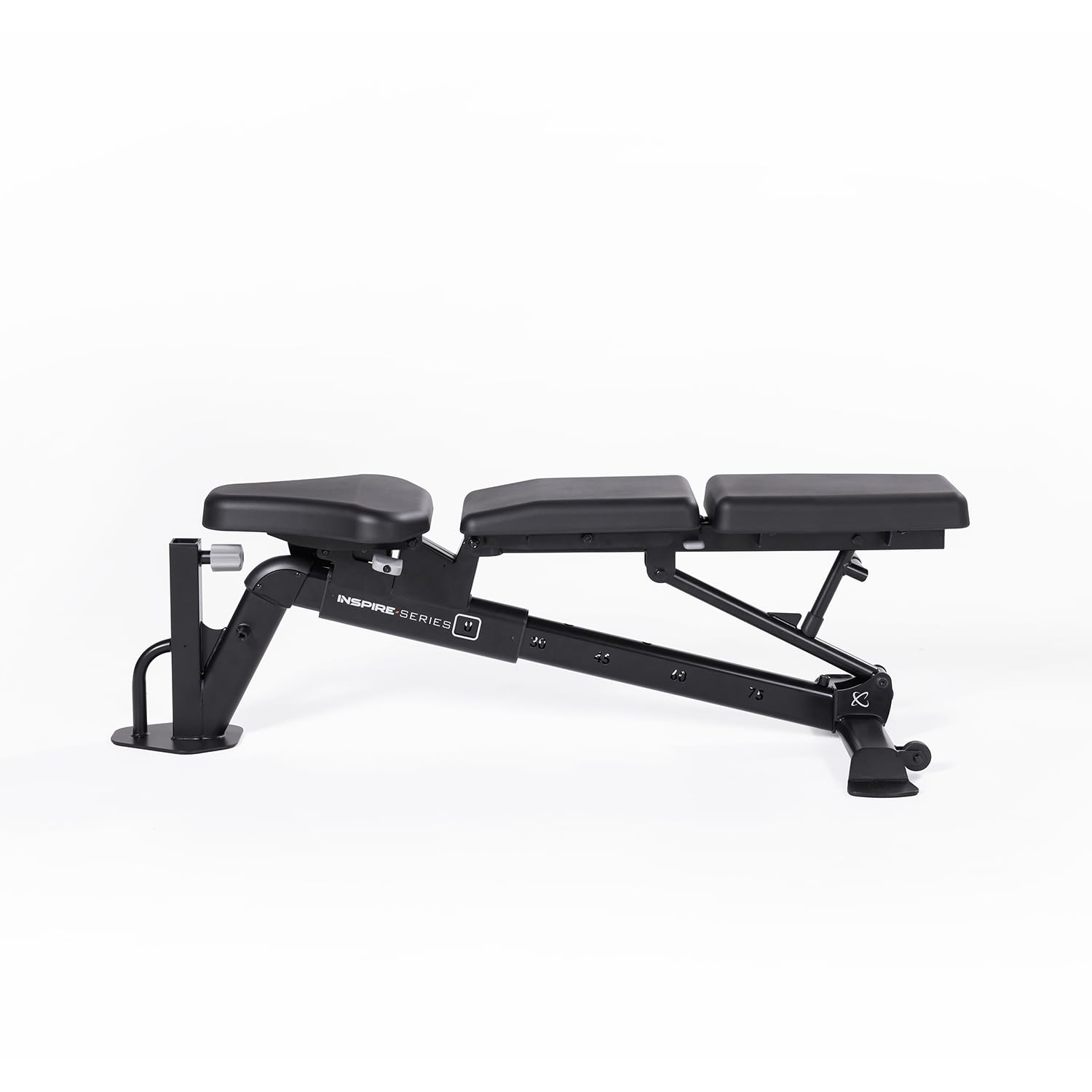 Inspire Series FID7 PRO Adjustable Weight Bench - Unique Split Backpad Utility Bench - Commercial Grade Injection Mold Pads - Single-Axis Adjustment - Works with Leg Ext/Curl Attachment and Preacher Curl Attachment