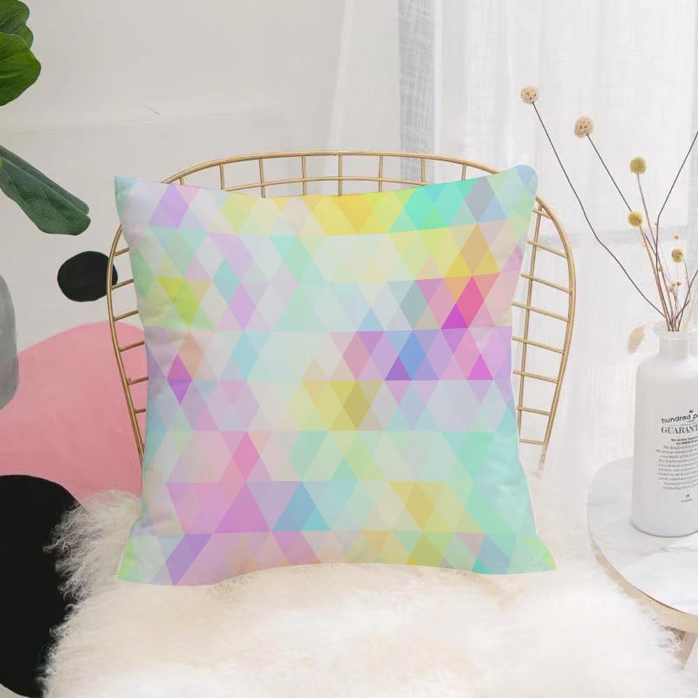 HYOSXW Cushion Cover,Throw Pillow Case Home Decorative for Living Room Bedroom Sofa Chair 16X16 Inch,bright colored rhombus. Geometric background rainbow pastel color.,Pillowcase 40X40cm