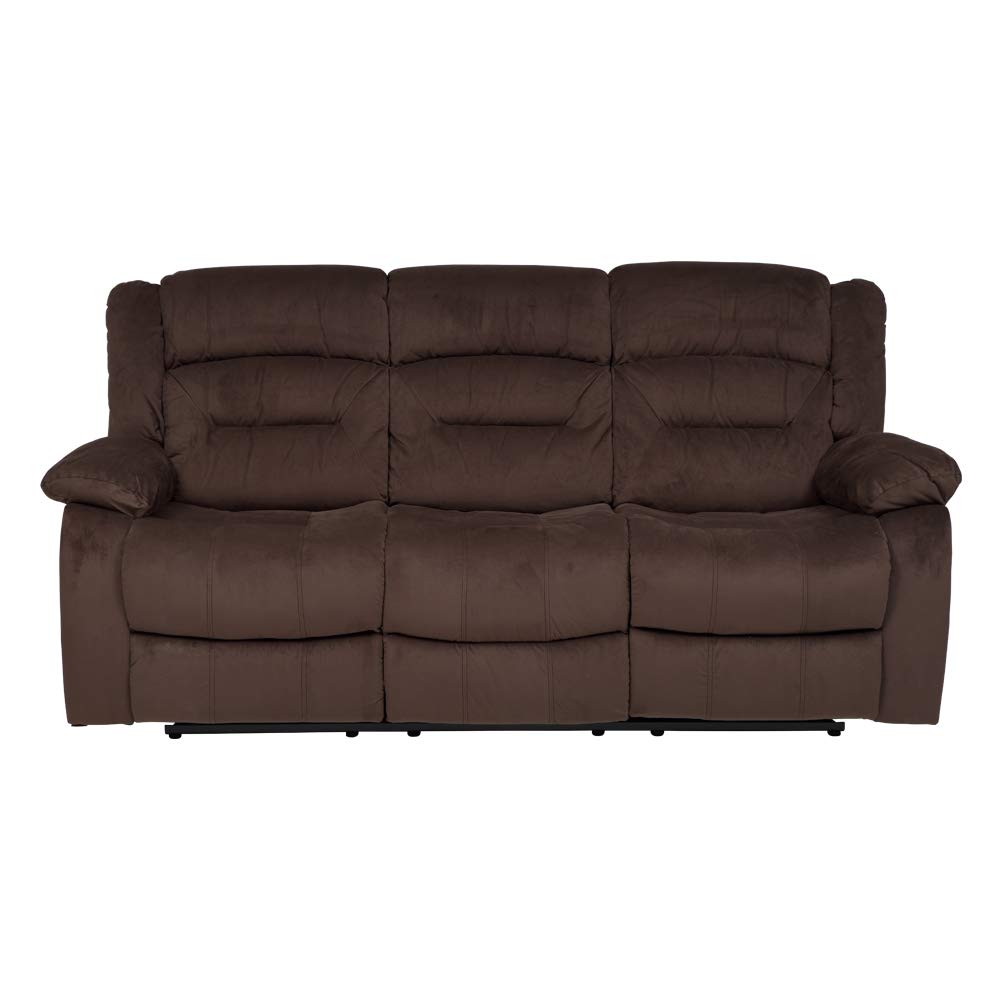 Evok Clinton Fabric Recliner Sofa 3 Seater (Dark Brown)