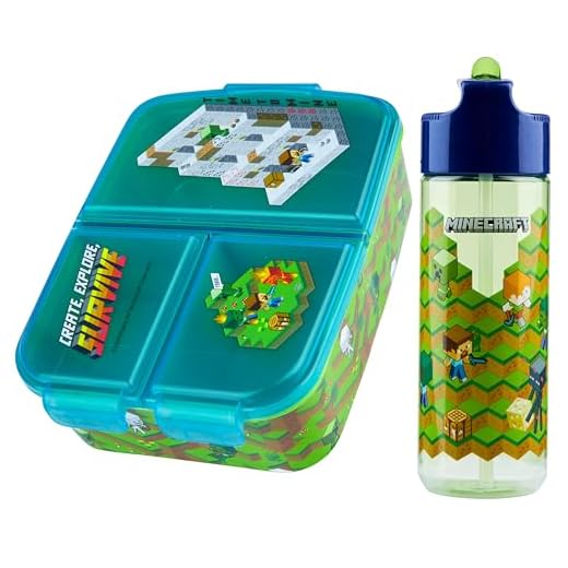 Minecraft Fiambrera Infantil con Compartimentos y Botella de Agua - Regalos Niños