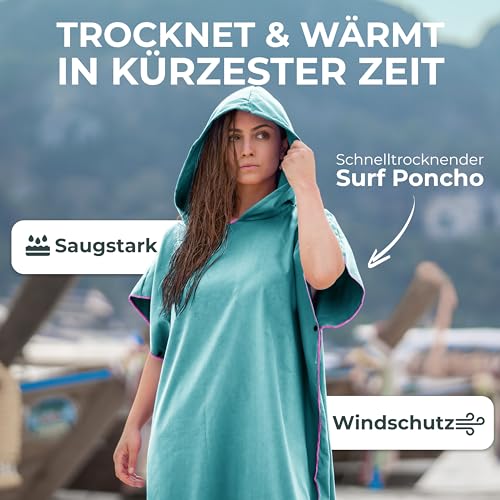 NirvanaShape Handtuch-Poncho für Erwachsene, Umziehhilfe & Handtuch zugleich, Surf-Poncho mit Quick-Dry Funktion, Ideal auf Reisen zum Surfen, Camping, Sauna, Schnorcheln, Strand