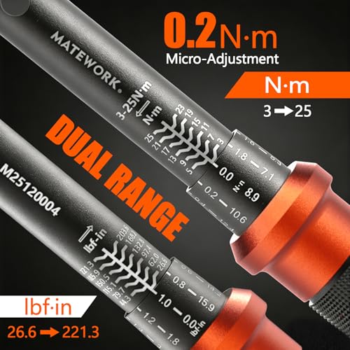 Image of 1 /4 Torque Wrench, 3-25 Nm /26.6-221.3 in.lb, Mini 1 /4 inch Drive Click Bike Torque Wrench Inch Pounds with 72-Tooth Dual-Direction, Small Bike Tool for Bicycle, MTB Maintenance, ±3% High Precision