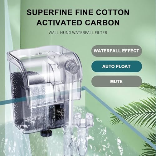 Image of VAYINATO HF-300 | 5W | 300L /Hr | Fit for Upto 2 Feet Tank Transparent Aquarium Filter Media Hang on Filter with Surface Skimmer | Adjustable Flow Control | High Efficient, Energy-Saving