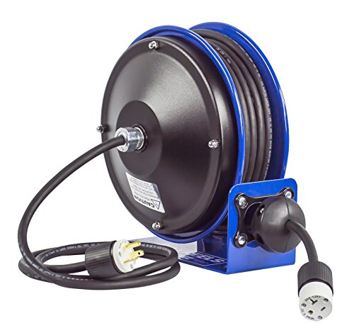 Coxreels PC10-3016-A Compact Efficient Heavy Duty 30’ Power Cord Reel | Electrical Cord Reel for Garage | Lightweight Retractable Power Cord Reel | Electric Cord Reel | 12 AWG | Single Receptacle