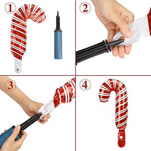 PartyFUN 24pcs Christmas Candy Canes Balloons, Foil Balloons for Christmas Theme Party Decorations (16 oversized and 4 mini Candy Canes & 4 Round Candies)