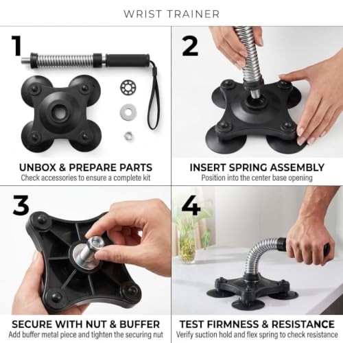 Image of MYHEART Arm Wrestling Trainer Forearm Exerciser Equipment With Heavy Duty Carbon Steel Spring And 4 Suction Cups, Wrist Muscle Developer Strength Home Fitness Gym For Men And Women 35-40 LB
