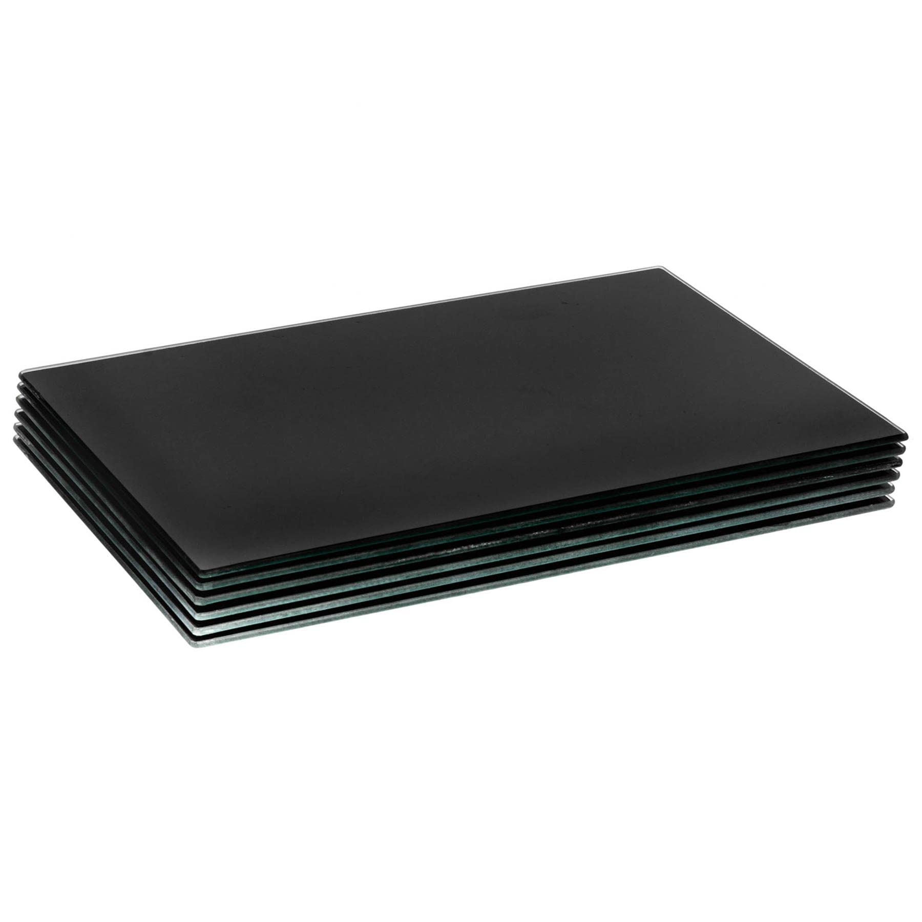 Harbour Housewares Black 6X 50Cm X 40Cm Glass Placemats - Large Heat Resistant Kitchen Dining Dinner Table Place Mats Set - By