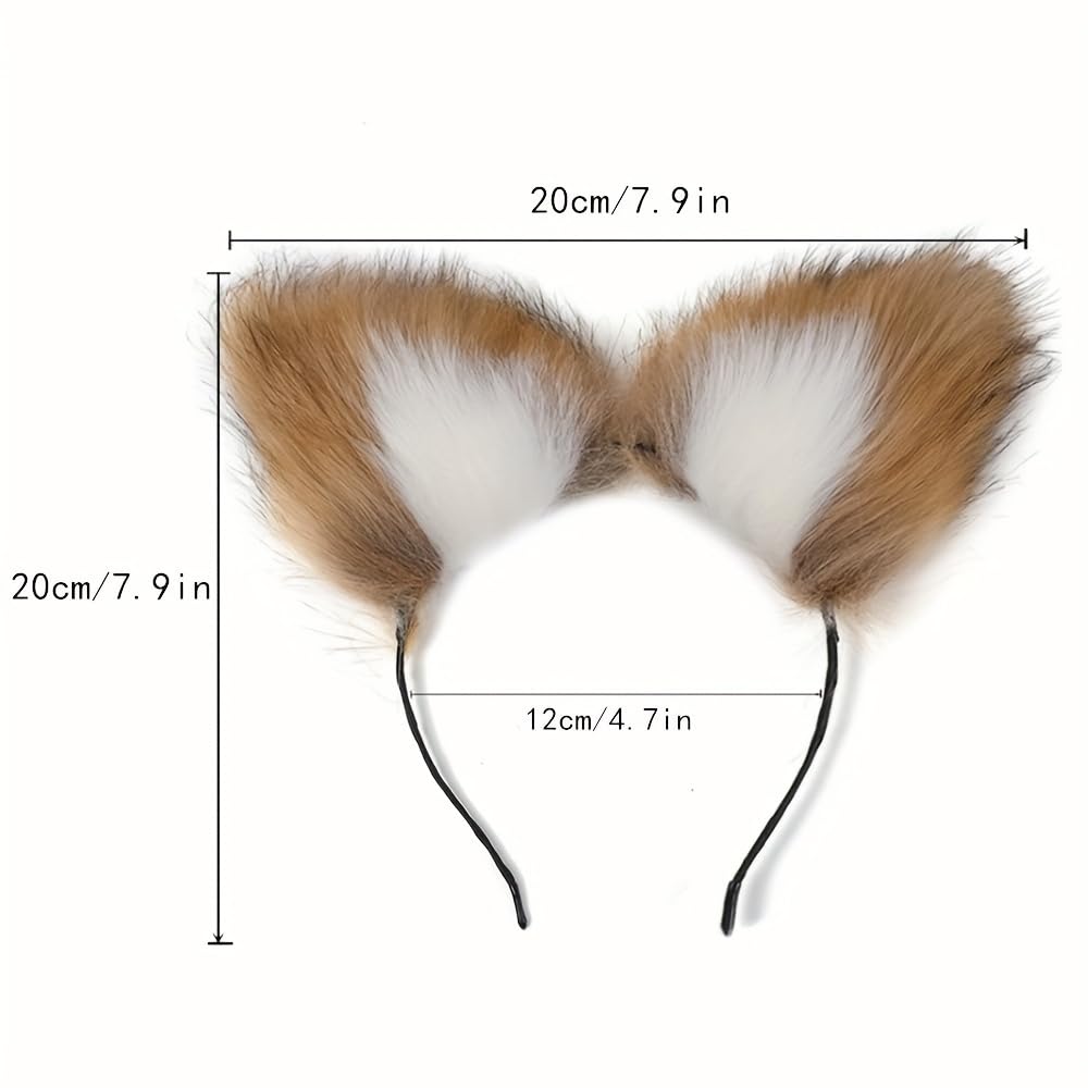Fox Costume Set for Adults: Sexy Faux Fur Fox Tail Plug, Ears Headband, and Adjustable Hairband – Perfect for Cosplay, Roleplay, and Fancy Dress