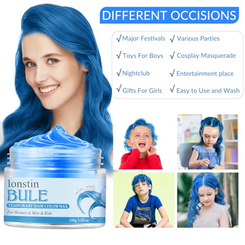 Cera temporal para el cabello azul 100g miniatura 5