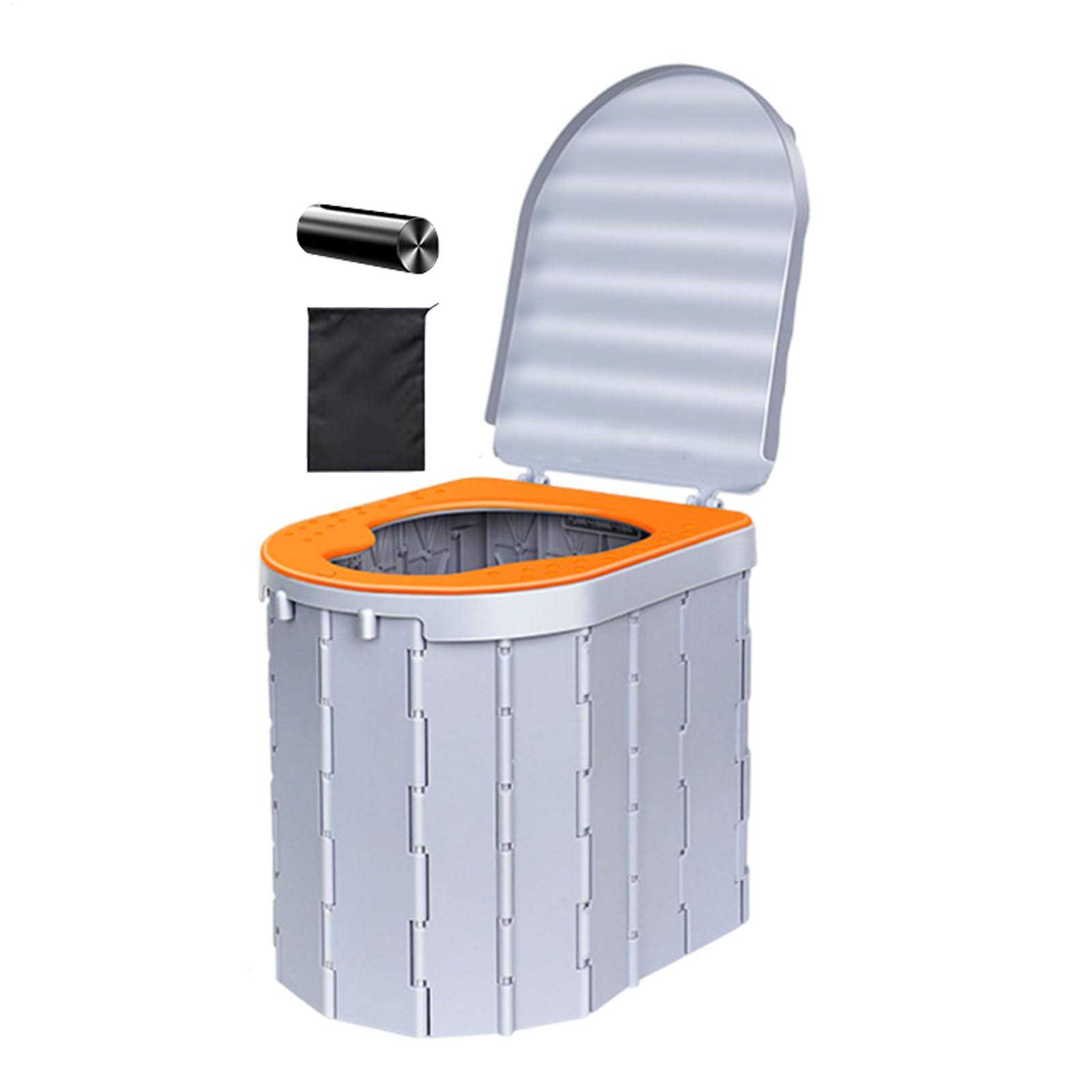 Teksome Inodoros portátiles, Orinal de viaje - Asiento de inodoro plegable | para exteriores - Inodoro portátil para coche con 15 bolsas de basura y bolsa de almacenamiento, baño de Camping para viajes,