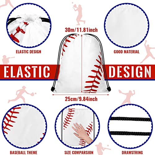 Shappy 12 Pieces Small Sport Drawstring Bags Candy Bag Sport Party Drawstring Goodie Favor Supplies Gifts(Baseball,10 x 12 Inch) - Thumbnail 2