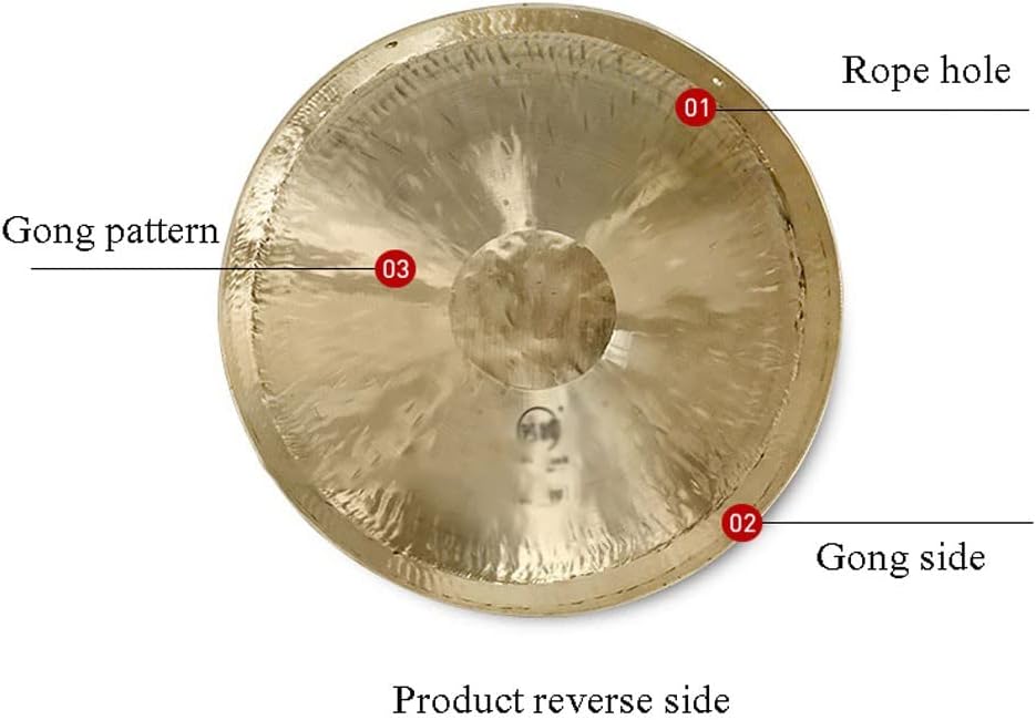 Brass gong gong Small Large gong 30cm Pure Handmade Brass gongs and Cymbals Church Opera Percussion Instrument with Round Playing hammermini gong(30cm)
