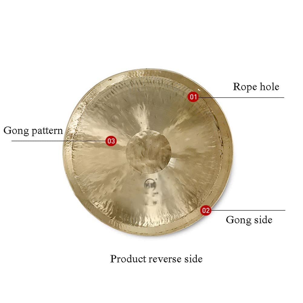 Gong de latón Gong Chino de Bronce Gong Chino de latón Feng Shui, Gong auténtico Mini Gong pequeño Gong de Escritorio(45cm)