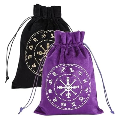 CREATCABIN 2 Bolsa Tarot Terciopelo Almacenamiento Tarjetas Tarot,12 Bolsas Constelaciones,Soporte para Runas con Cordones,Embalaje Grande para Cartas Tarot,Joyería Cristal,Dados,18x13cm,Negro Morado | Ya disponible en tu tienda friki favorita! En mundofriki.es!