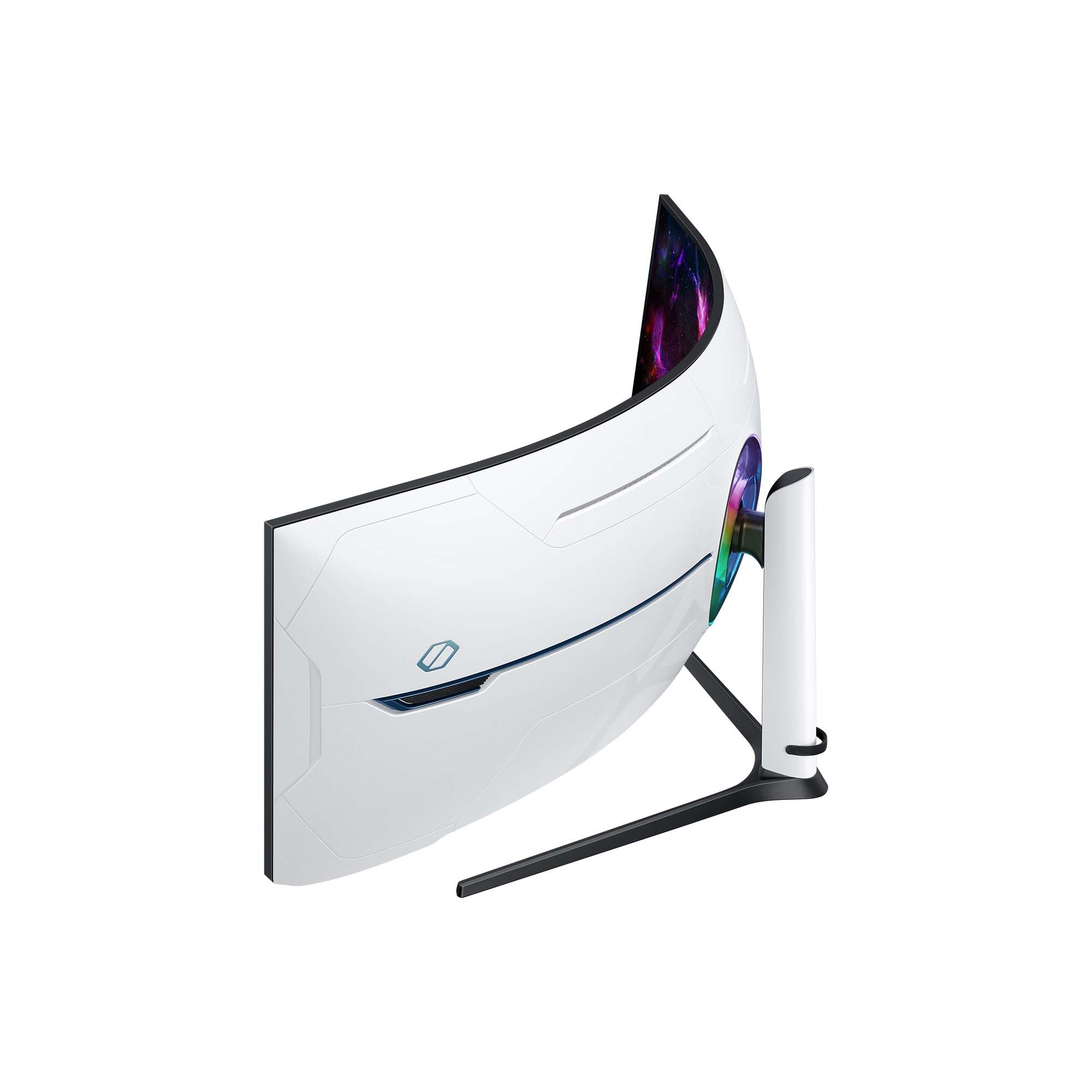 Samsung Odyssey Neo G95NC Curved Gaming Monitor, 57 Zoll, VA-Panel, 7.680 x 2.160 Pixel, Quantum Mini LED, Freesync Premium Pro, Bildwiederholrate 240 Hz, Reaktionszeit 1 ms (G/G), Weiß