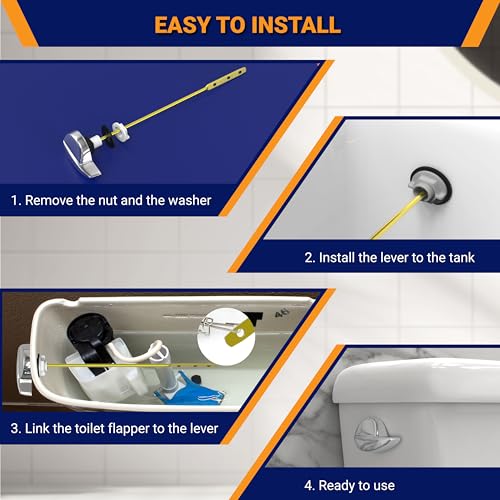 Image of Side Mount Toilet Handle Replacement, Compatible with American Standard, Kohler, TOTO, Gerber and Most Side Mount Toilet Tanks - Chrome Polished