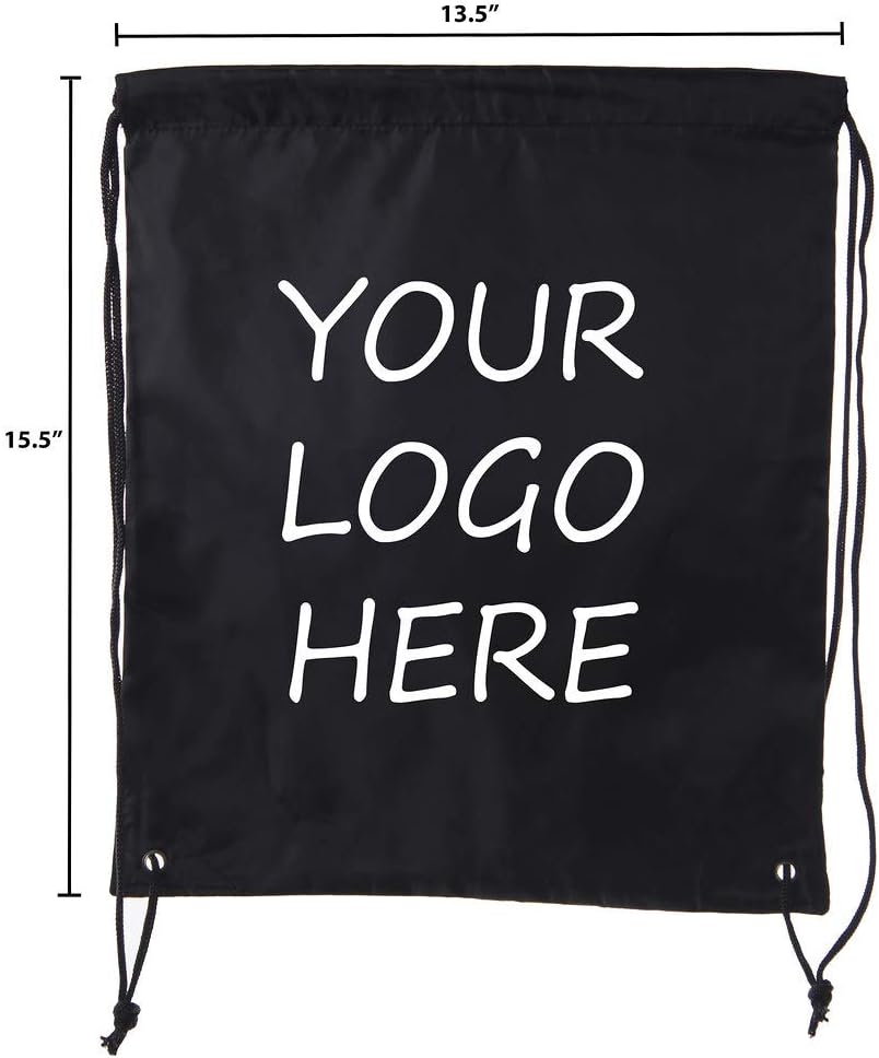 Mato & Hash Custom Drawstring Bags With Your Logo | 50PK Heavy Duty Reusable Drawstring Backpack - 50PK Black CE2500