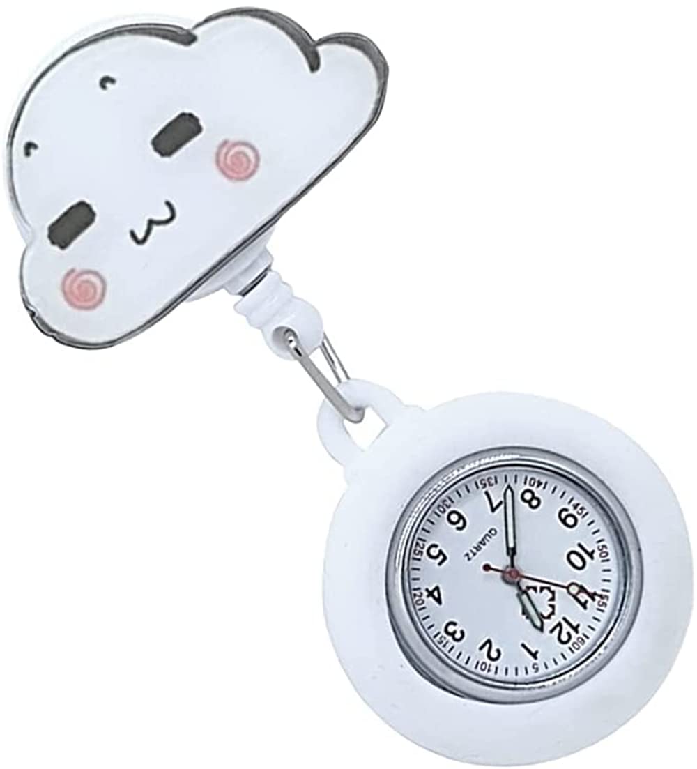 ELECDONLapel Watch, Nurse Watch for Nurses Doctors, Clip-on Hanging Lapel Nurse Watch Silicone Cover Brooch Pocket Watch Badge Reel Retractable Digital Watch