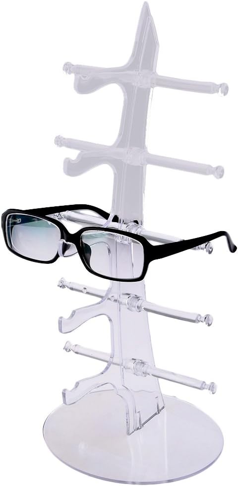 Fcoson Sunglasses Organizer Transparent Plastic Glasses Rack Holder 5 Pairs Eyewear Display Stand White