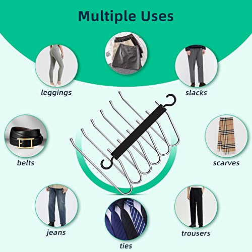 Pants Hangers Space Saving, 2 Pack Stainless Steel Pants Hangers For Closet Organizer Magic Trousers Hanger Space Saving Non Slip For Jeans Skirts Scarves Belts Towels Ties Leggings (Black) #TOP4