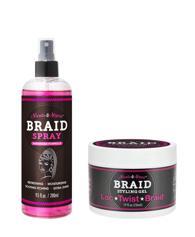 Nicole & Alyssa - Braid Spray and Braid Styling Gel Combo (9.5oz (Spray) + 15.7oz (Gel))