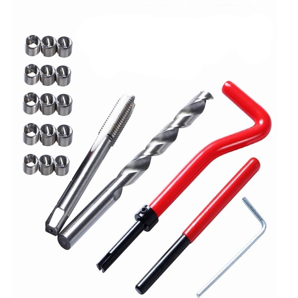 Kit di riparazione per filettatura M10 x 1,5 mm, filettatura metrica a strisce, riparazione del rubinetto a mano, kit di attrezzi Helicoil per inserirlo, kit di recupero filettato