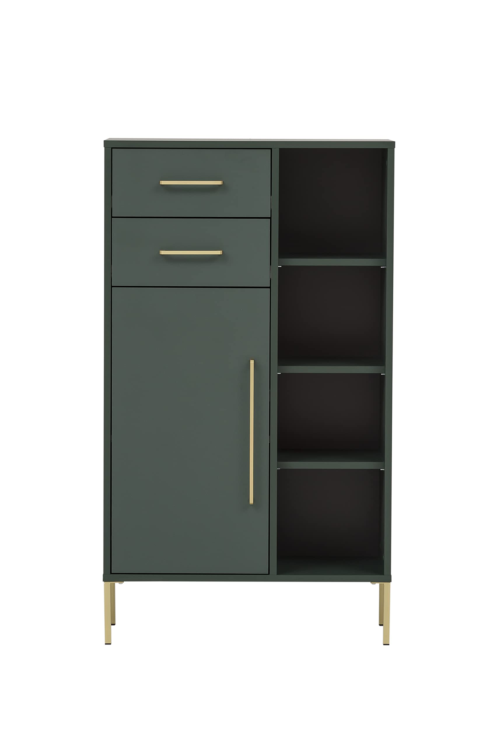 Schildmeyer Kent Highboard 151130, waldgrün/Gold, 67,1 x 33,1 x 117,4 cm
