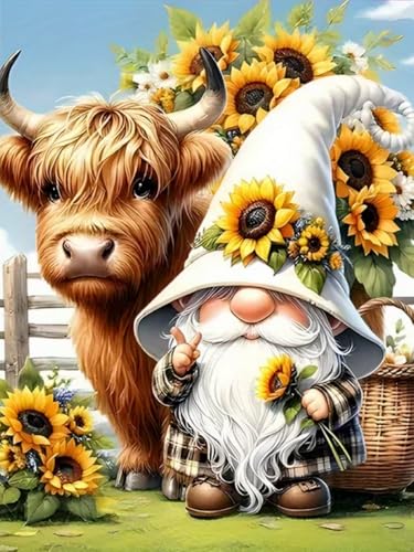 Diamond Painting Vieil homme et bœuf 40x50cm Broderie Diamant Complet