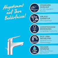 GROHE Swift, Waschtischarmatur, wassersparend (Wasserhahn für das Bad, Badarmatur mit Zugstangen-Ablauf, 16cm hoch, mit 3in1 Werkzeug, einfache Installation am Waschbecken), chrom, 24316001 – Ansicht 3