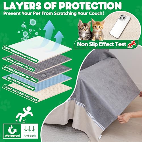 Protector sofa para gatos arañazo y perros mascotas Loiion gris 8