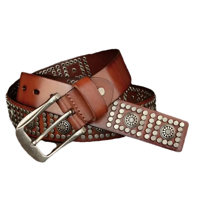 Men Metal Pin Buckle Belt Leather Rivet Punk Leather Jeans Belt Metal Rivet Decorative Belts
