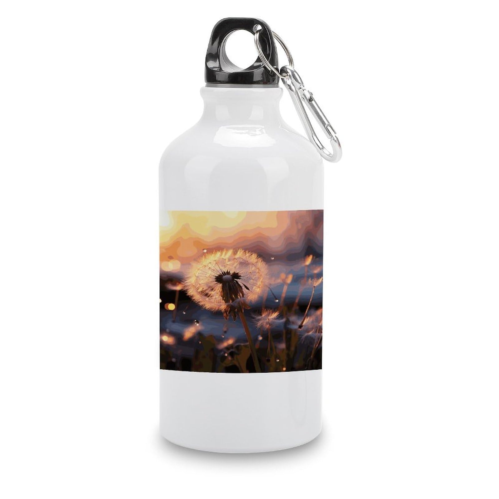 Fekiloot Style Dandelion Flower Aluminum Water Bottle Travel Tumbler Reusable Lightweight Outdoor Sports Water Bottles For Gym Sports Camping Hiking Fishing400ml