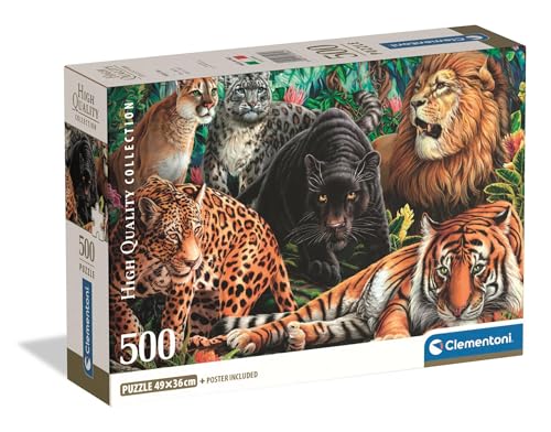 Clementoni - Puzzle adulto 500 peças Collection Wild Cats Compact Box, 35584