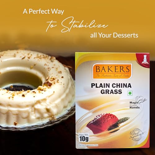Image of BAKERS Plain China Grass (Agar Agar) - 100% Natural Plant-Based Gelatin Substitute | Ideal for Jelly, Pudding, Vegan Cheese, Custard & Desserts | 6 Pack (10g x 6) | 60g